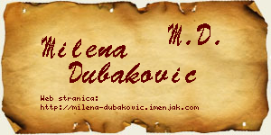 Milena Dubaković vizit kartica